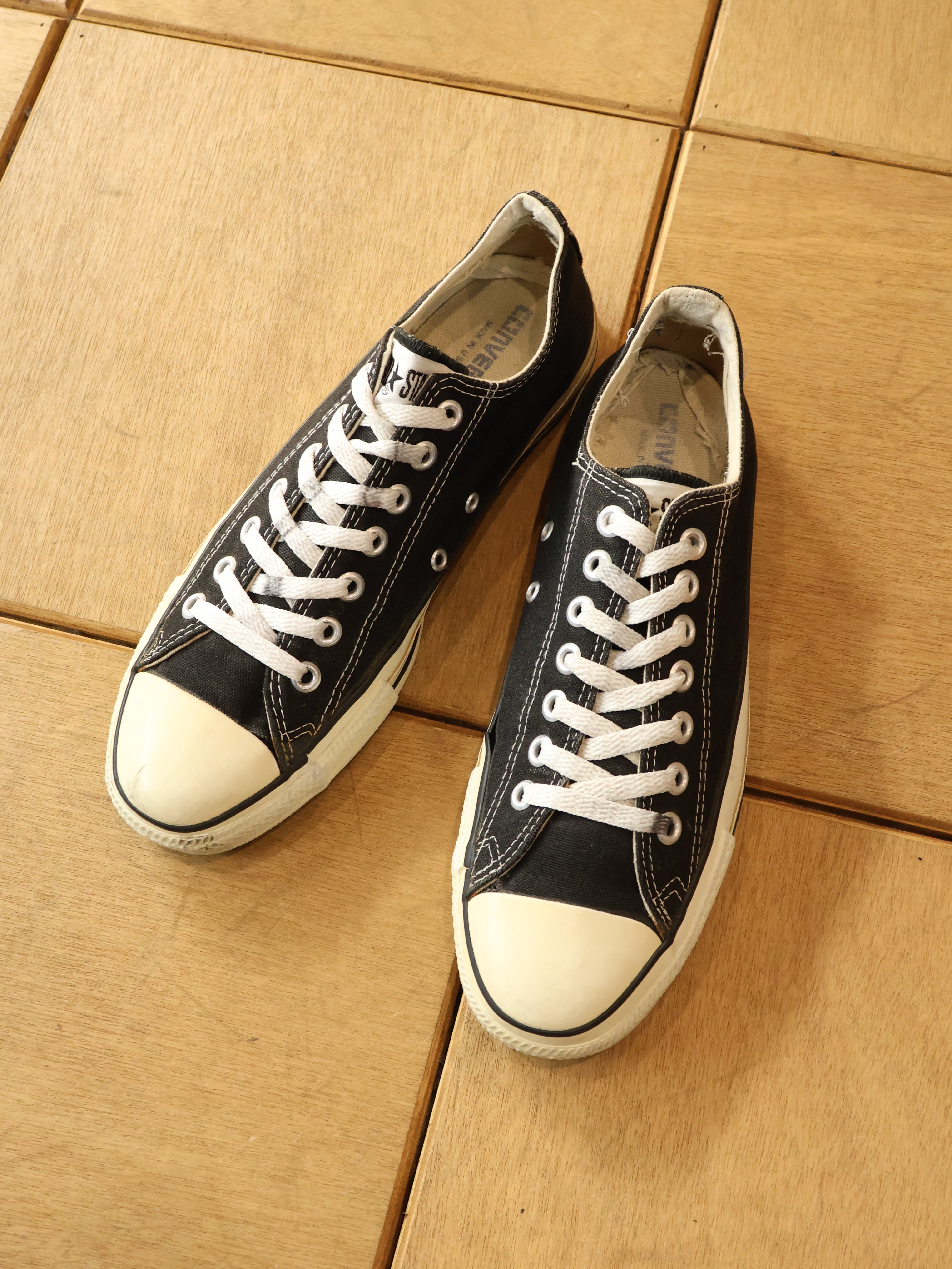 【超美品】90s CONVERSE コンバース USA製 オールスター US9 90s CONVERSE ALL STAR LO 表記US9 ブラック オールスター ローカット