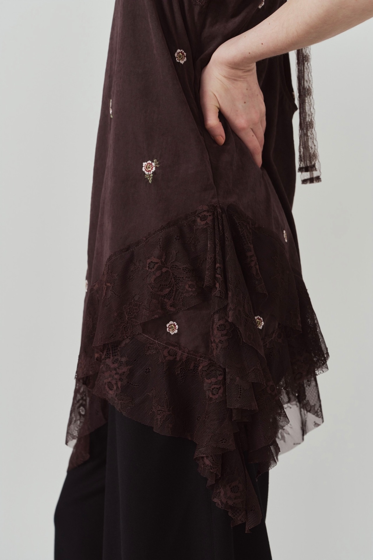 Lace Cami Dress / BROWN - 3
