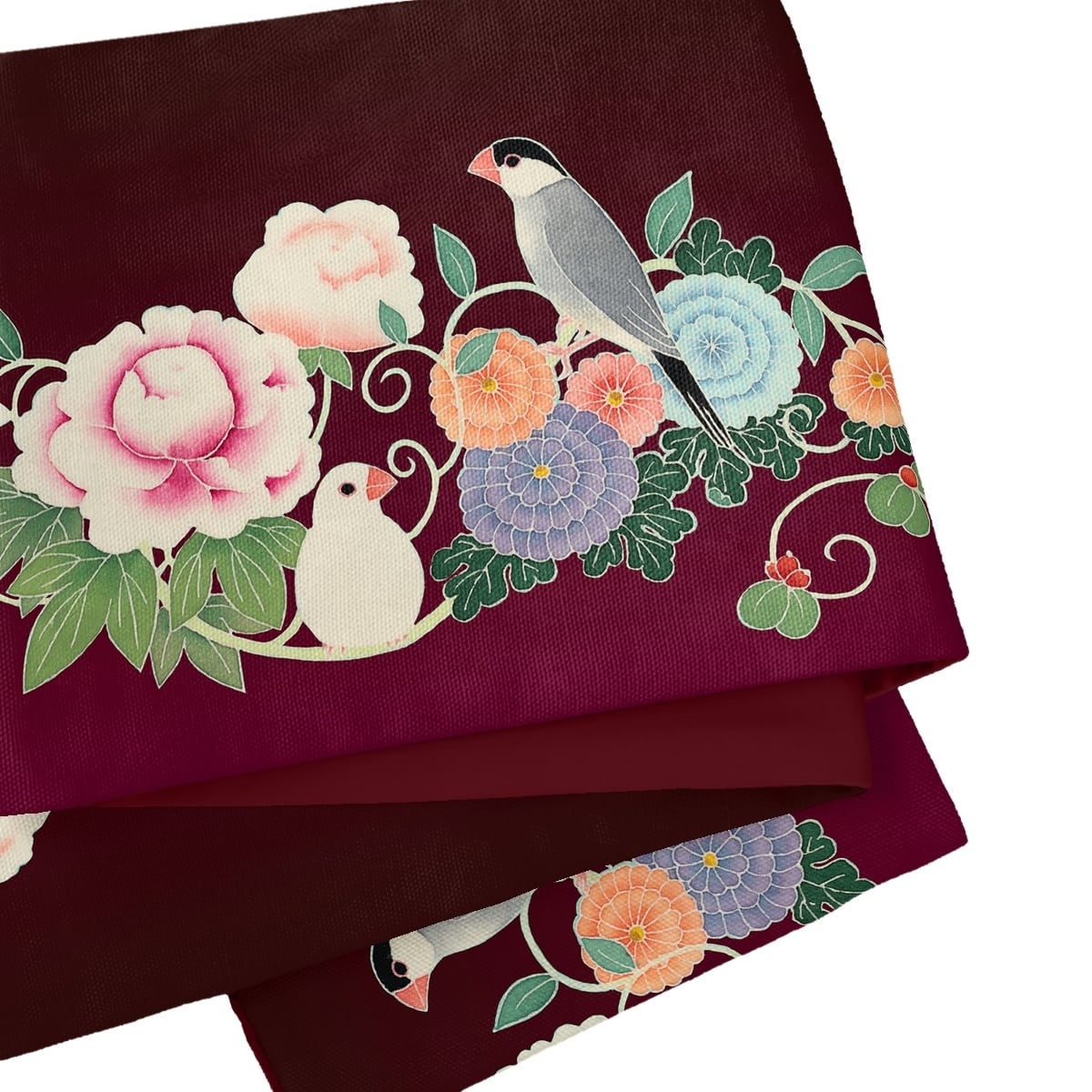 即納品】some-pri 半幅帯「文鳥花飾り」エンジgd | 染工房ユキヤ