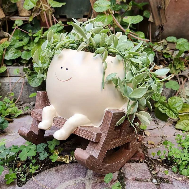 植木鉢 プランター ポット ロッキングチェア 笑顔 かわいい フェイス