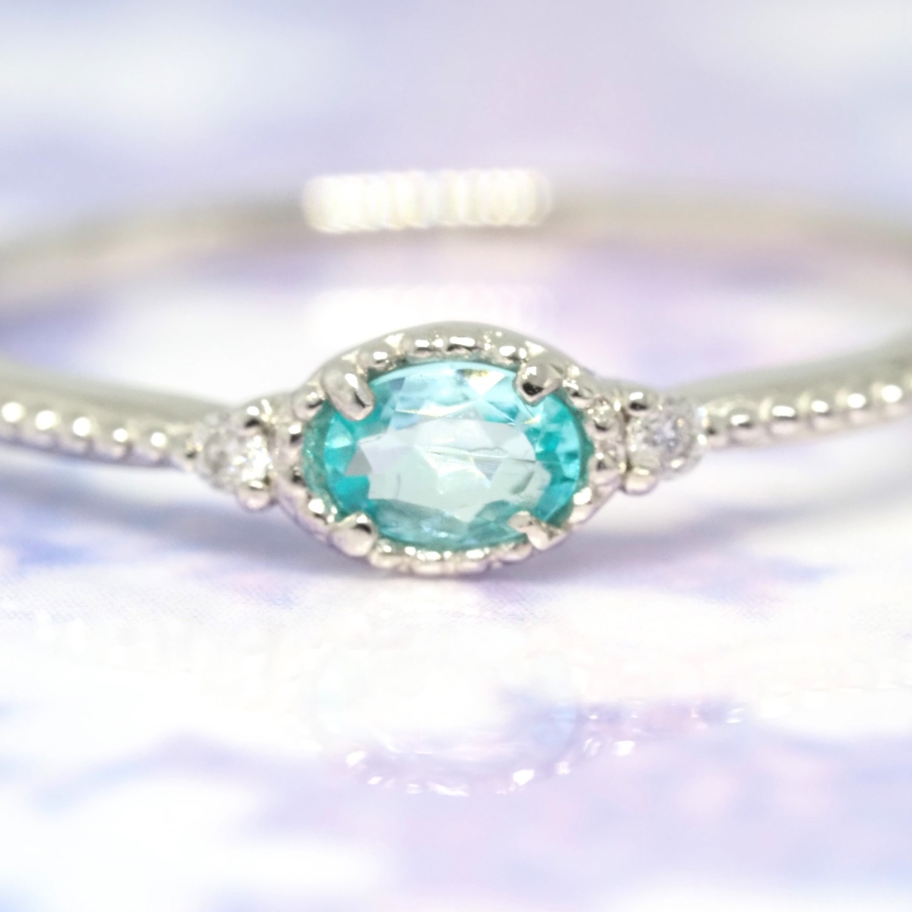 パライバトルマリン ブラジル産 リング 0.122ct D0.02ct pt900