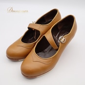 フラメンコ 衣装 シューズ 6サイズ ブラウン系 ガジャルド gallardo 靴 くつ ヒール 茶 明るい ストラップ 無地 シンプル 釘 釘有り ステージ イベント 練習 レッスン 上品