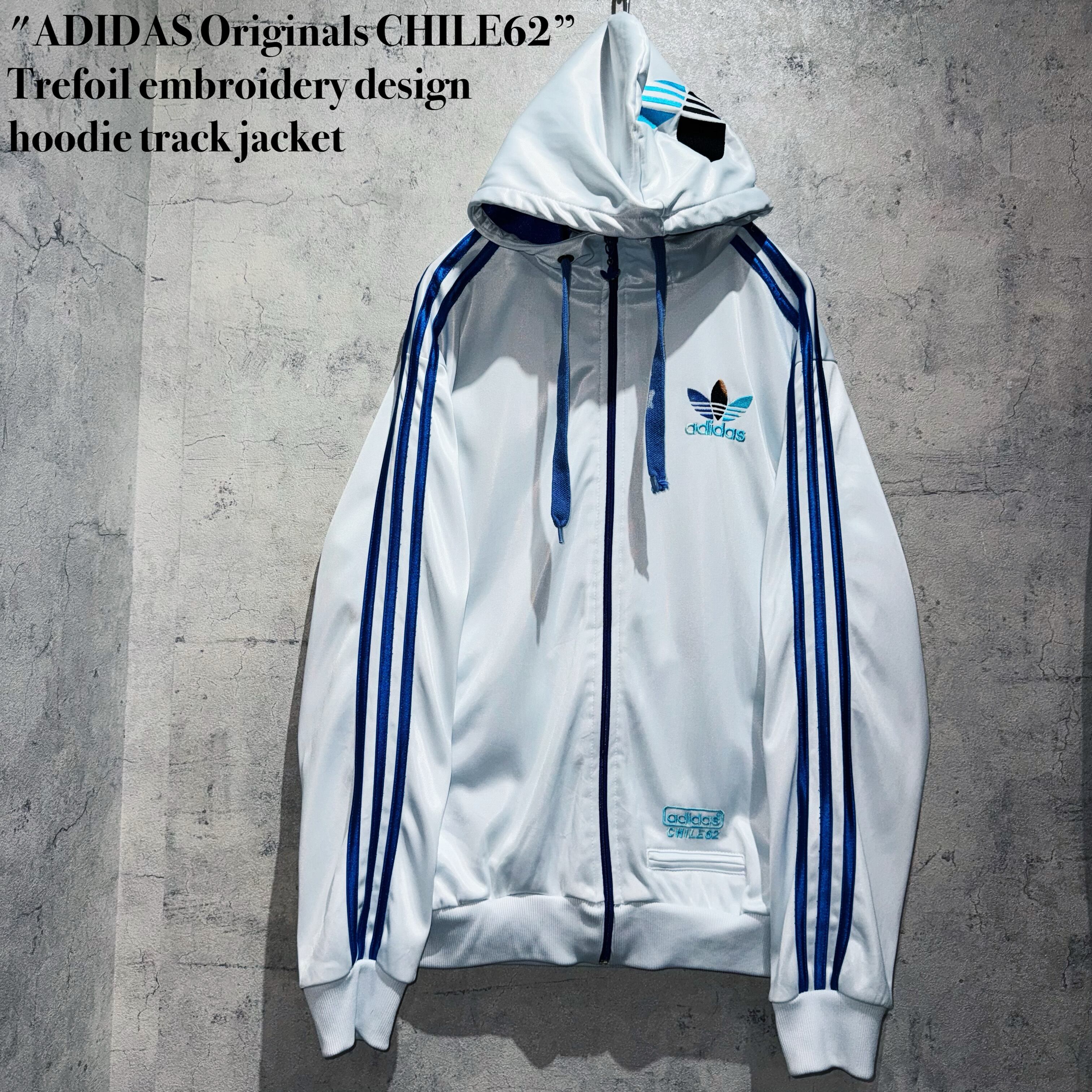 "ADIDAS Originals CHILE62”Trefoil embroidery design hoodie track jacket