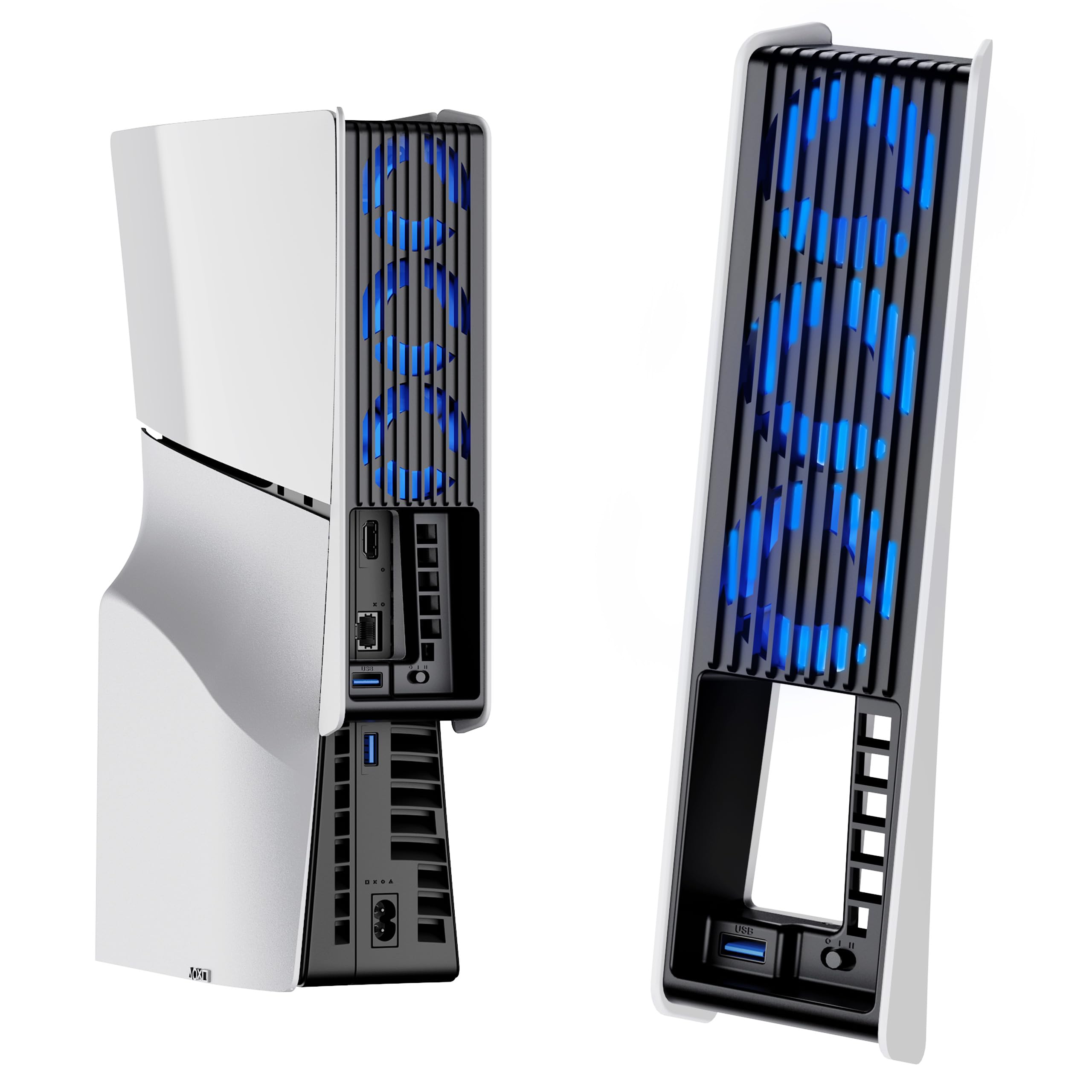 【在庫処分】新型 PS5 Slim用 冷却ファン KIWIHOME PS5 Slim用 冷却 PS5スリム用 冷却ファン 自動温度検出 風速調整可能 LEDライト USB 3.0 低騒音 熱対策 PS5 周辺機器 アクセサリー プレステ5 slim用冷却 ディスク通常版/デジタル版対応 (Black/White)