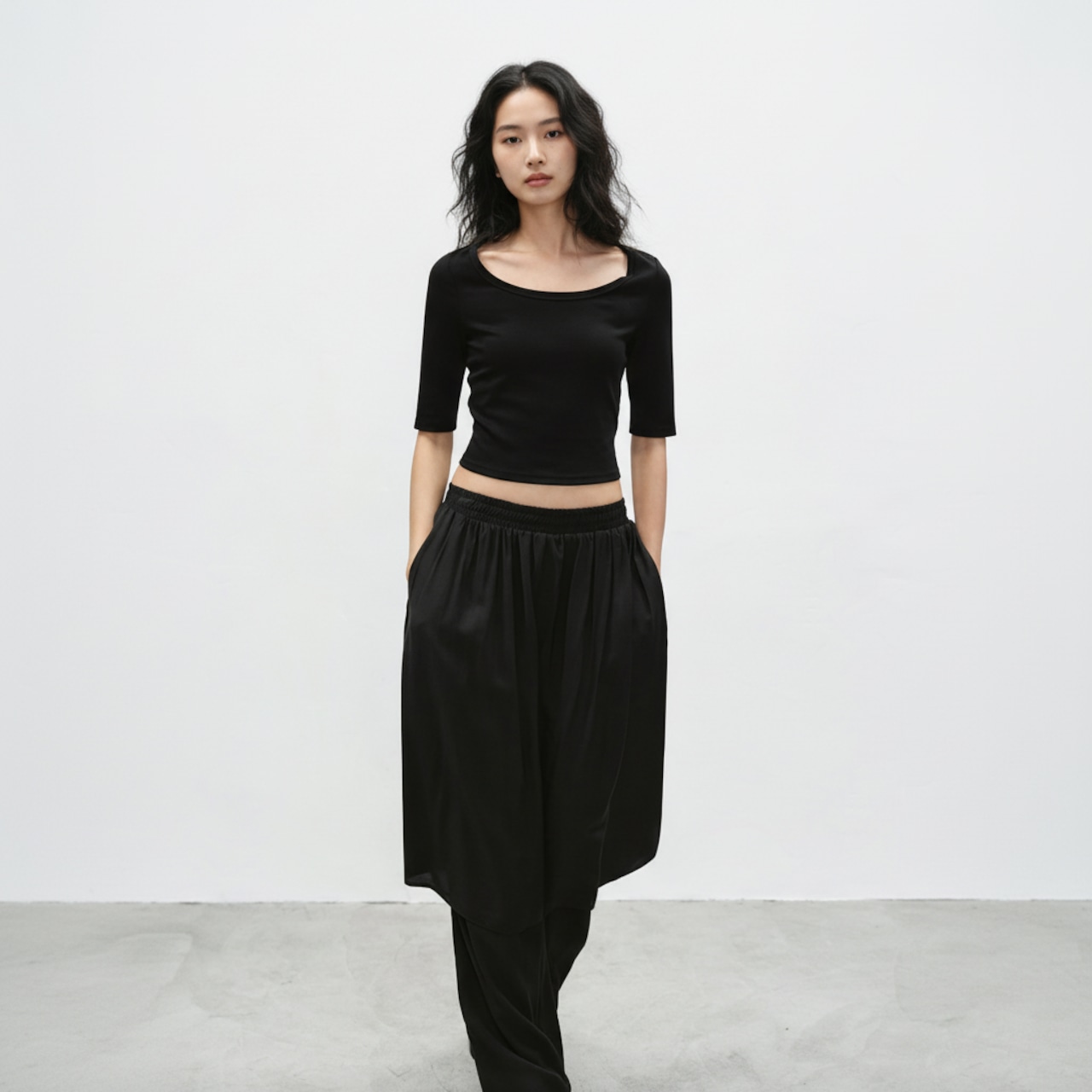 クルーネック 五分袖 Tシャツ   2colors  26006・画像14