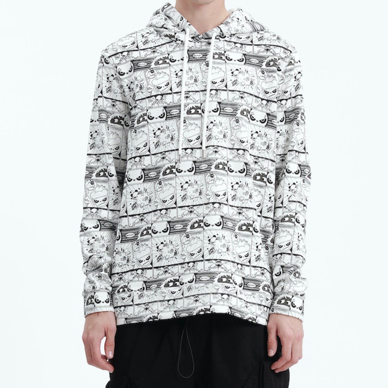 SALE 送料無料【HIPANDA ハイパンダ】メンズ 漫画プリント フーディー スウェット MEN'S SNOW PANDA MANGA PRINT HOODIE SWEAT SHIRT / WHITE