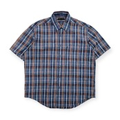 SIMPLE LIFE シンプルライフ チェック柄 半袖シャツ Mサイズ /ブルー系/メンズ/レナウン