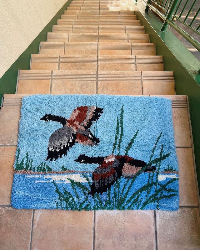 Vintage handmade bird rug ( ヴィンテージ ハンドメイド 鳥 ラグ )
