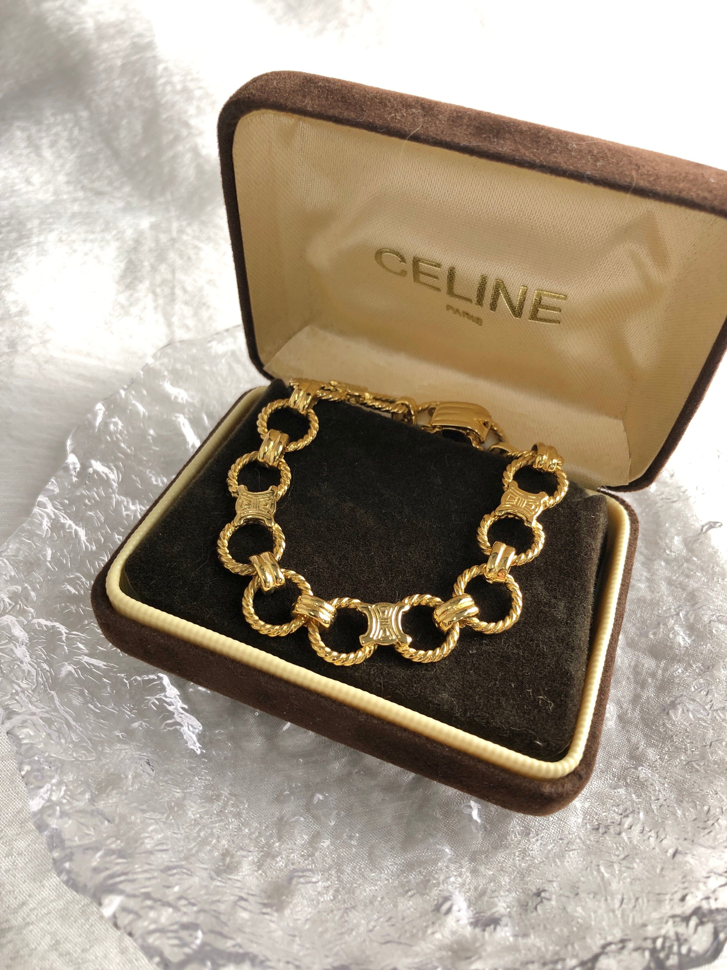 CELINE セリーヌ ブレスレット ゴールド ブラゾン ツイスト vintage