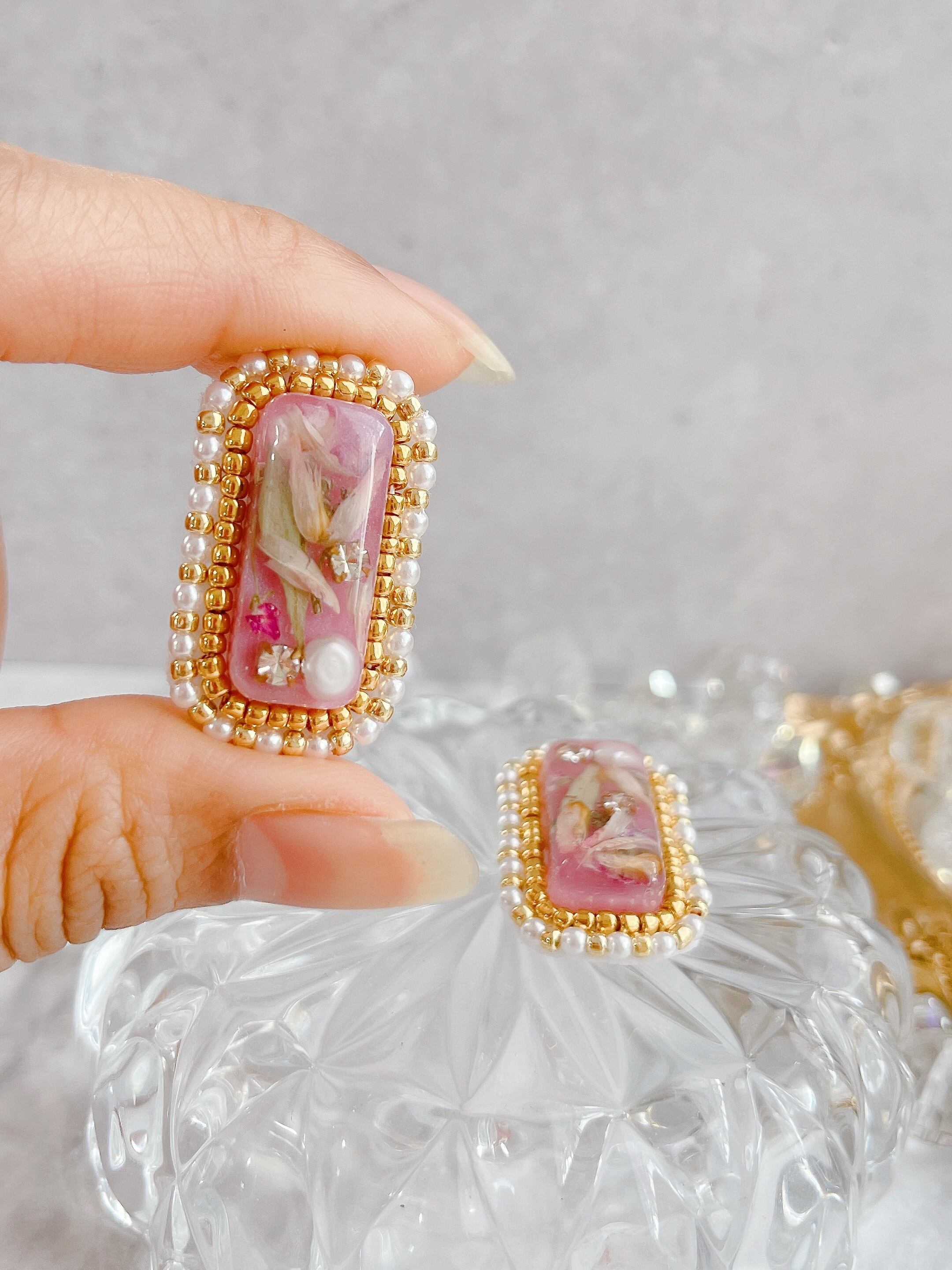 813】ハンドメイド ピアス イヤリング アンティーク （HARIO Lampwork 