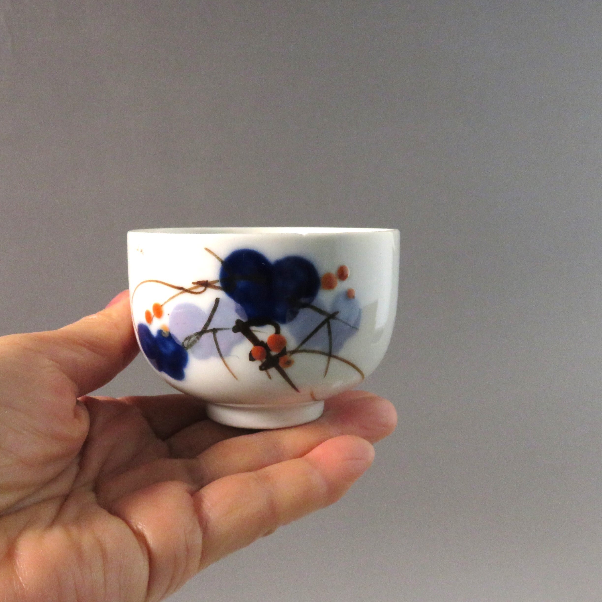 戦前 手描き 蔦文 小汲出し 5客 1930年頃 茶杯、ぐい呑、抹茶注ぎ分け