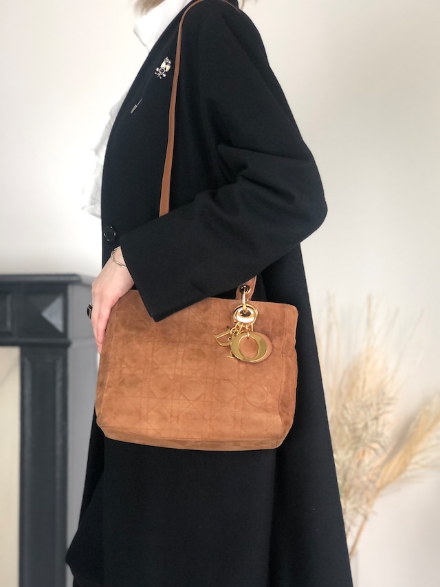 Christian Dior クリスチャン ディオール レディディオール ハンドバッグ ブラウン カナージュ スエード 2way vintage ヴィンテージ オールド thfb5y