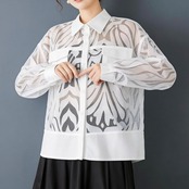 レース切替 デザイン シャツ  30239