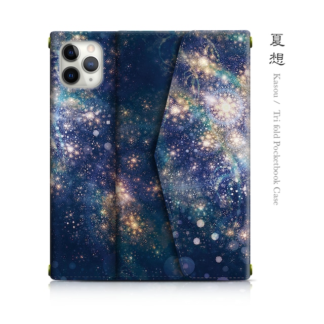 夏想 - 和風 三つ折り手帳型iPhoneケース