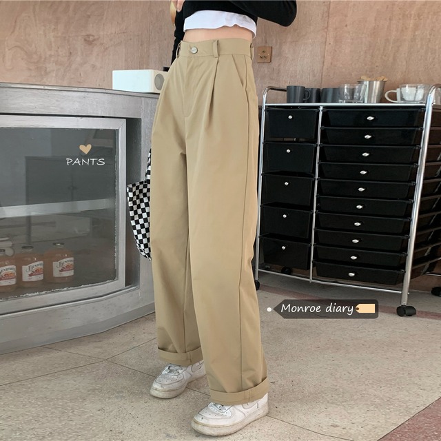 スタイルスタンダードハイウェストウェストカジュアルパンツ サマーカーキルーズ レトロ 夏物 モンロー29326136597