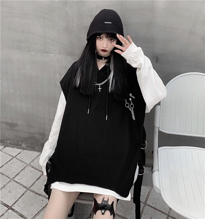 Tシャツベストセット レディース トップス プルオーバー 長袖 ロンT