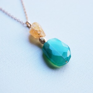 Perfume Bottle　Necklace｜Green Onyx,Citrin