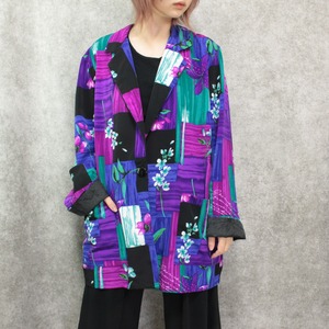 彩 flower motif chemical color easy tailored jacket