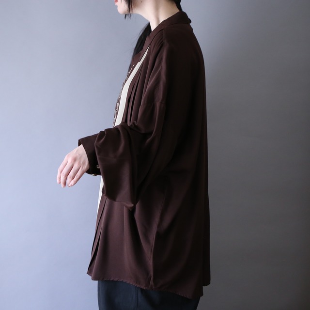 "刺繍" and pleats design super over silhouette fry-front minimal shirt