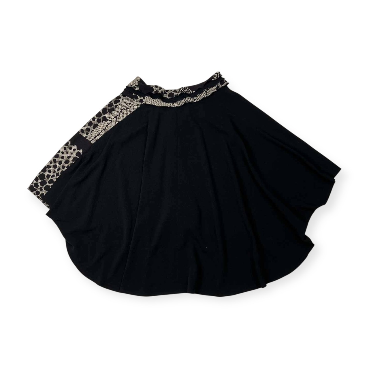 詩仙堂 シセンドウ 縮緬 ちりめん デザイン スカート /日本製/ブラック×ベージュ