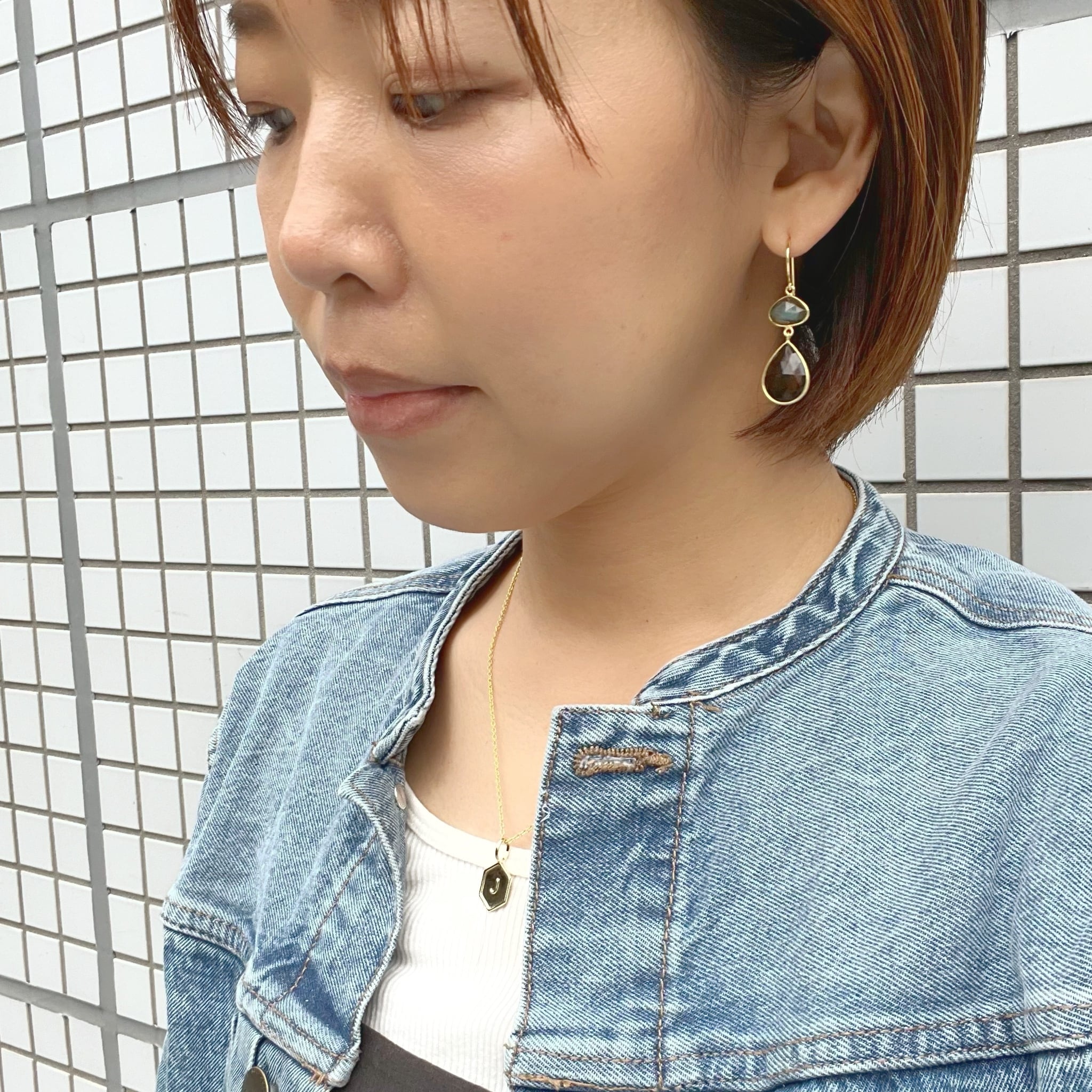 Gold Coating ダブルストーン ラブラドライト and スモーキークォーツ