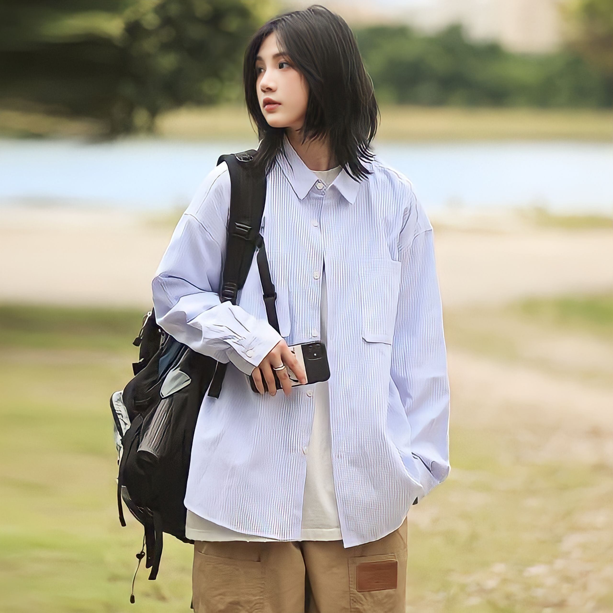 ストライプオーバーサイズシャツ / Oversized Striped Shirt