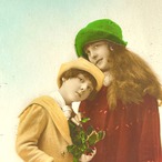 アンティークポストカード　少女彩色写真　1920年頃　Bonne Annee 19psa8-6