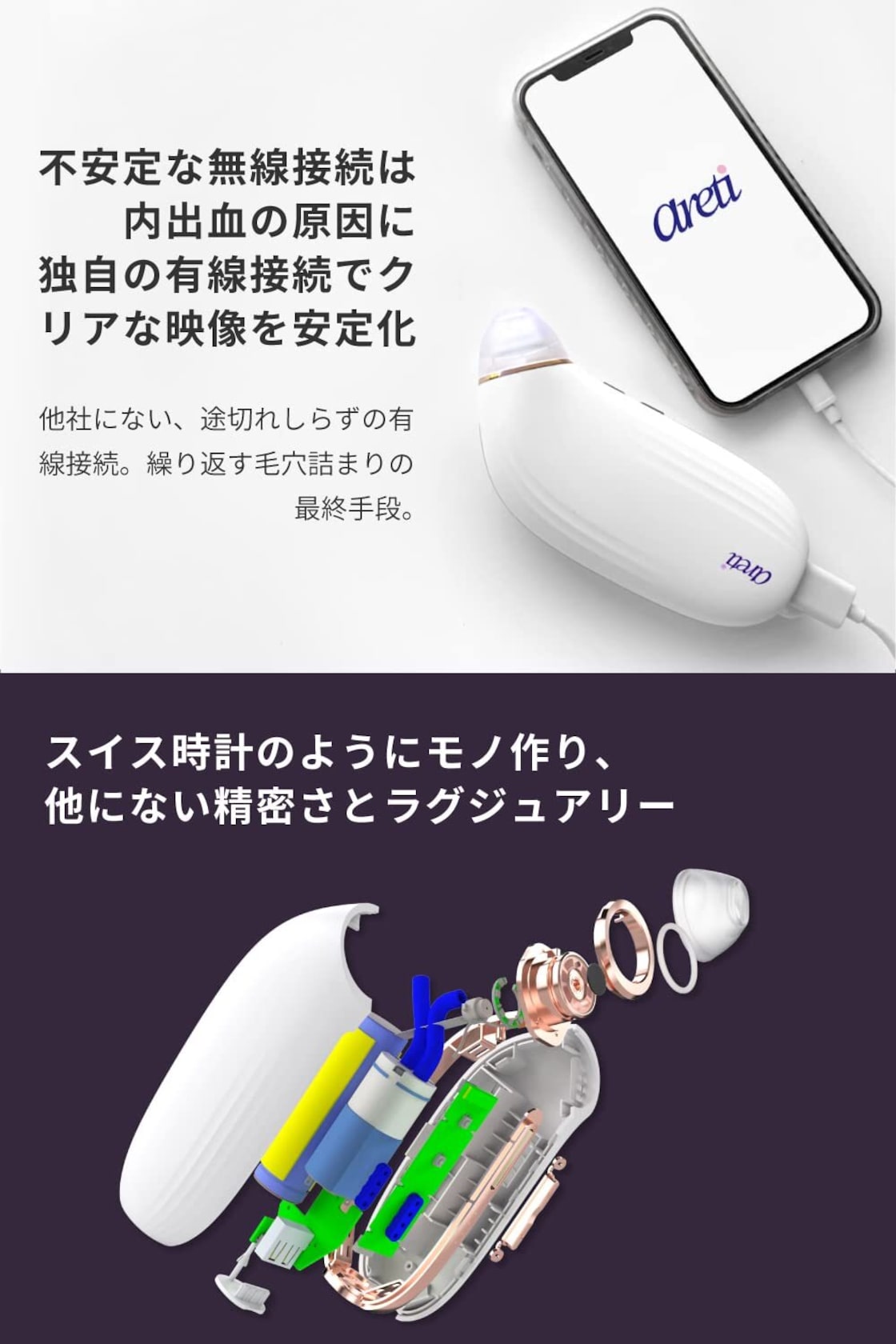 サイズ:単品b2007WH 毛穴吸引機 アプリ対応 Android Porescope iOS 