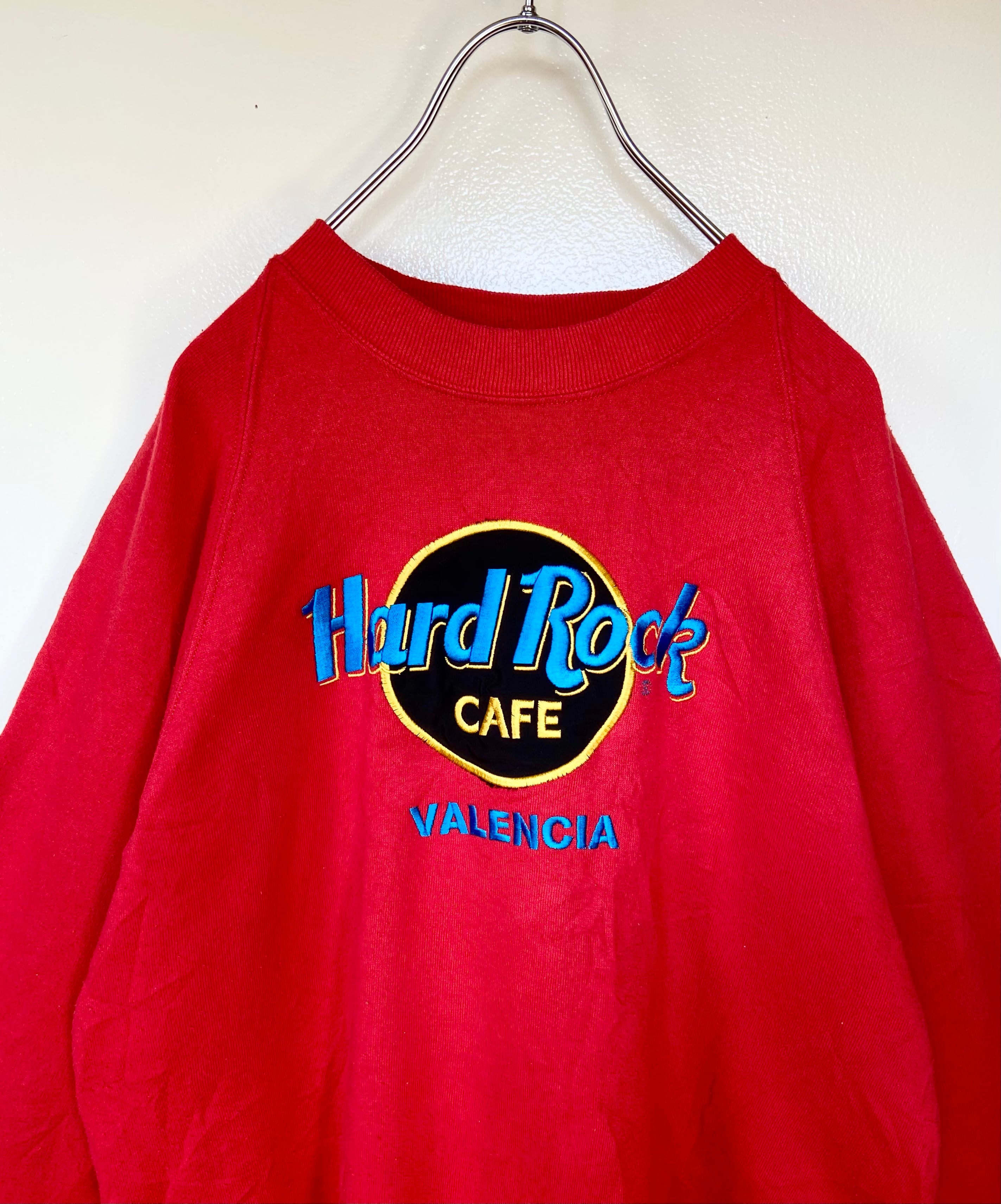 USA製 Hard Rock Cafe/ハードロックカフェ レッド バレンシア スウェット オーバーサイズ 