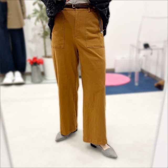 美脚ワイドストレートパンツ (キャメル)