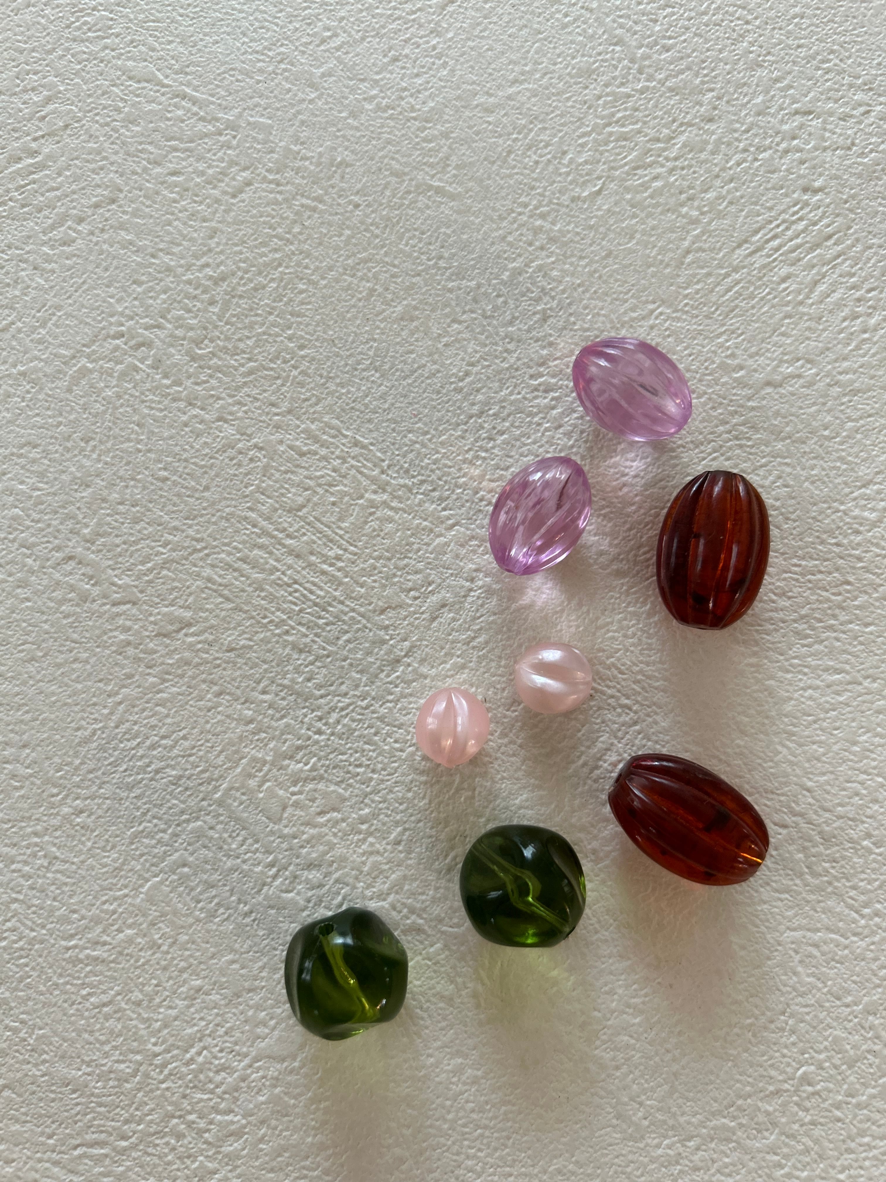 フランス Vintageビーズ セット マルチカラー プラスチックビーズ デッドストック アクセサリーパーツ 撮影小物 インテリア小物