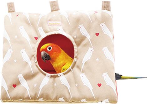 【小鳥用品】さんかくトンネル(オカメインコプリント) ベージュ/ネイビー