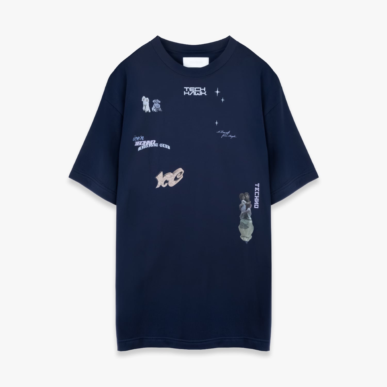 ICE & TECHNO 26SS DISPERSED OBJECT TEE (NAVY)