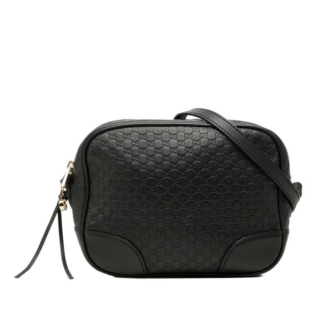 グッチ マイクログッチシマ 斜め掛け ショルダーバッグ カメラバッグ 449413 ブラック レザー レディース GUCCI 中古