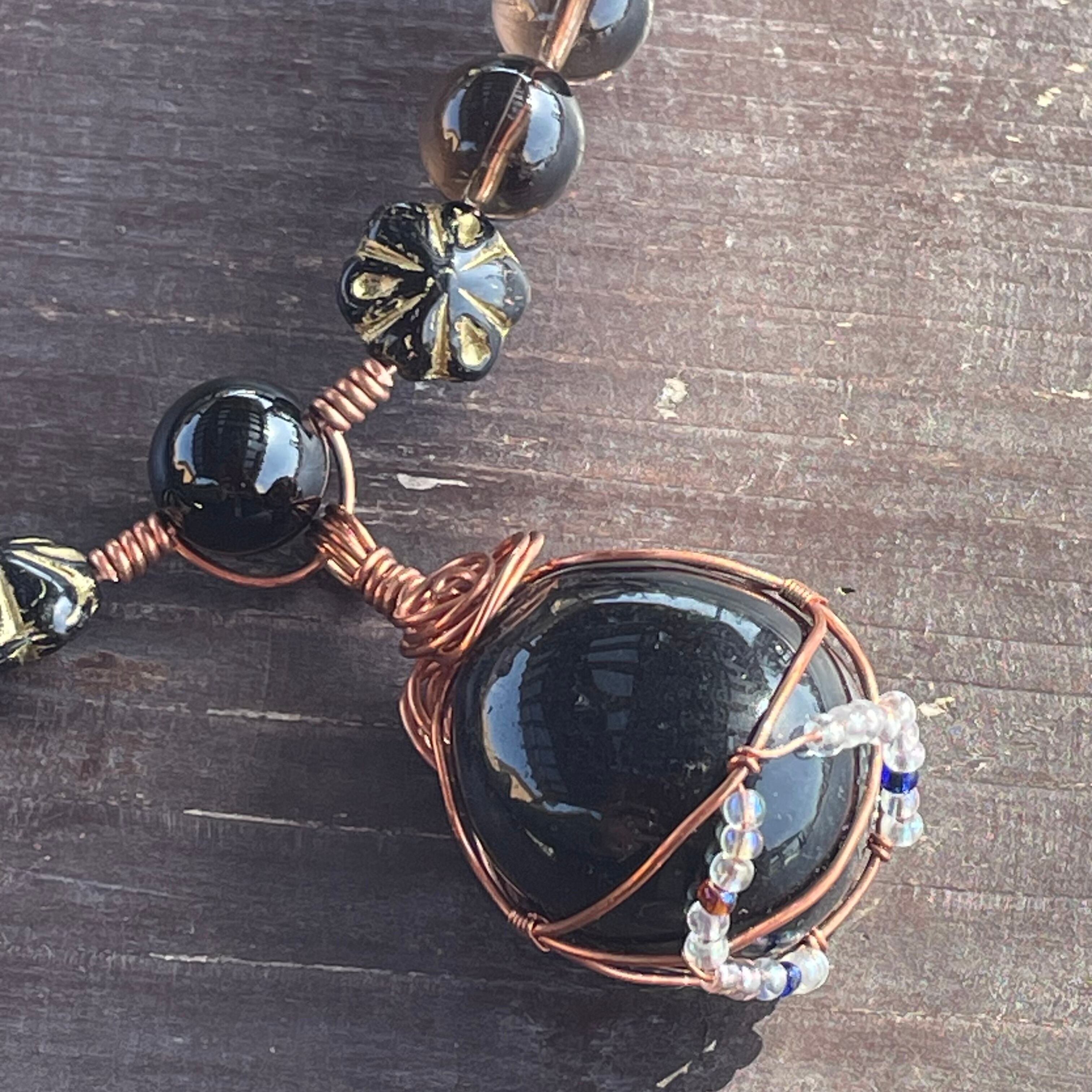 5G 電磁波対策グッズ ハンドメイド パワーストーン ネックレス 銅線