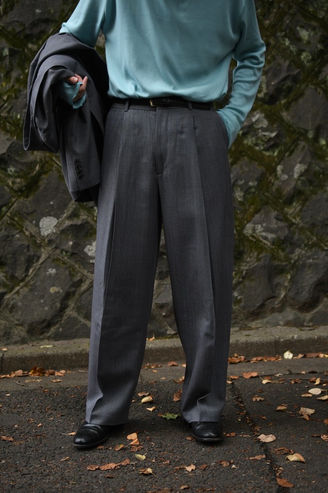 BISOWN / MIDDLEWOOL DEEPTUCK TROUSERS (Gray×Blue)