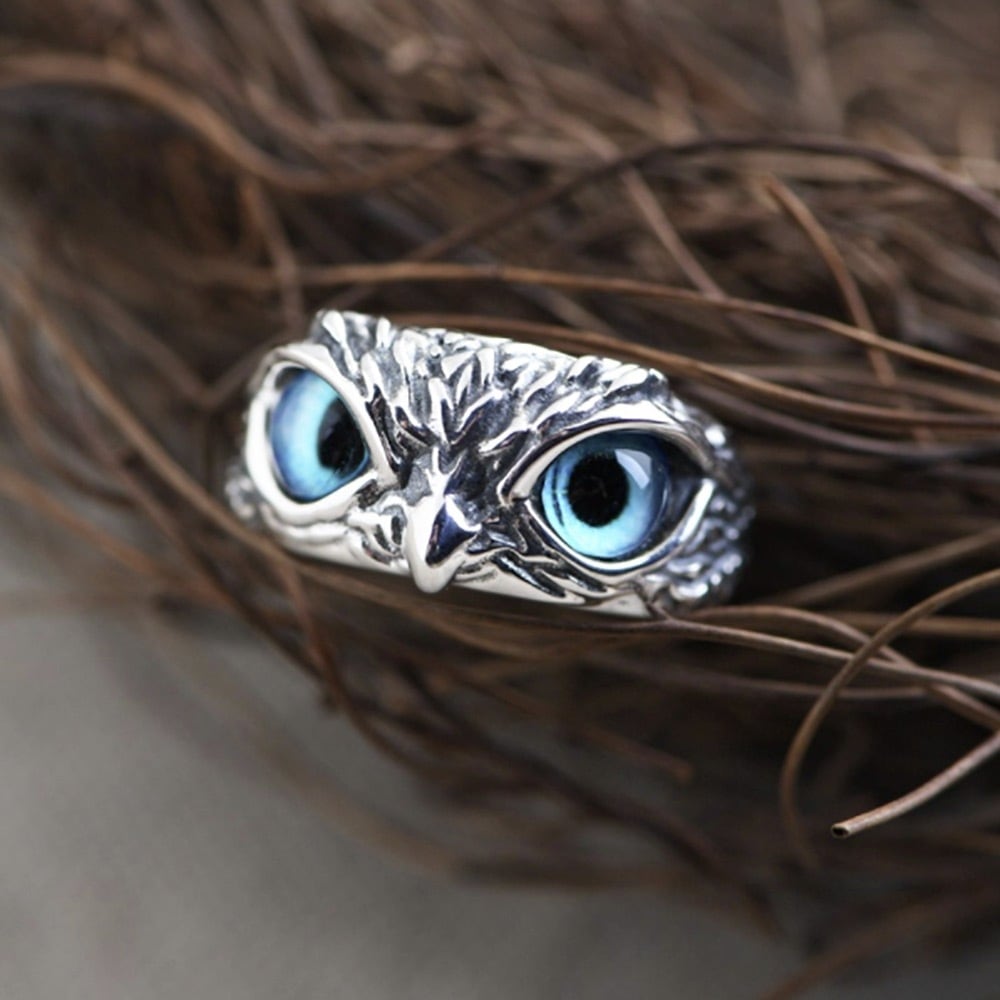 リング 梟 フクロウ 青い目 ーVer2ー 鳥 猛禽類 バード 指輪