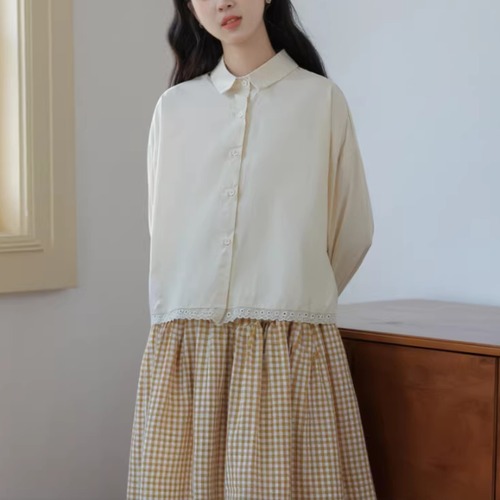 レースヘムボックスシャツ ・75865