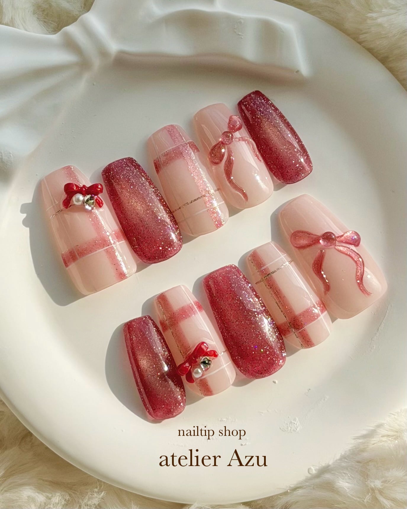 【完成品】キラマグチェック柄リボン|S/M #ncs003