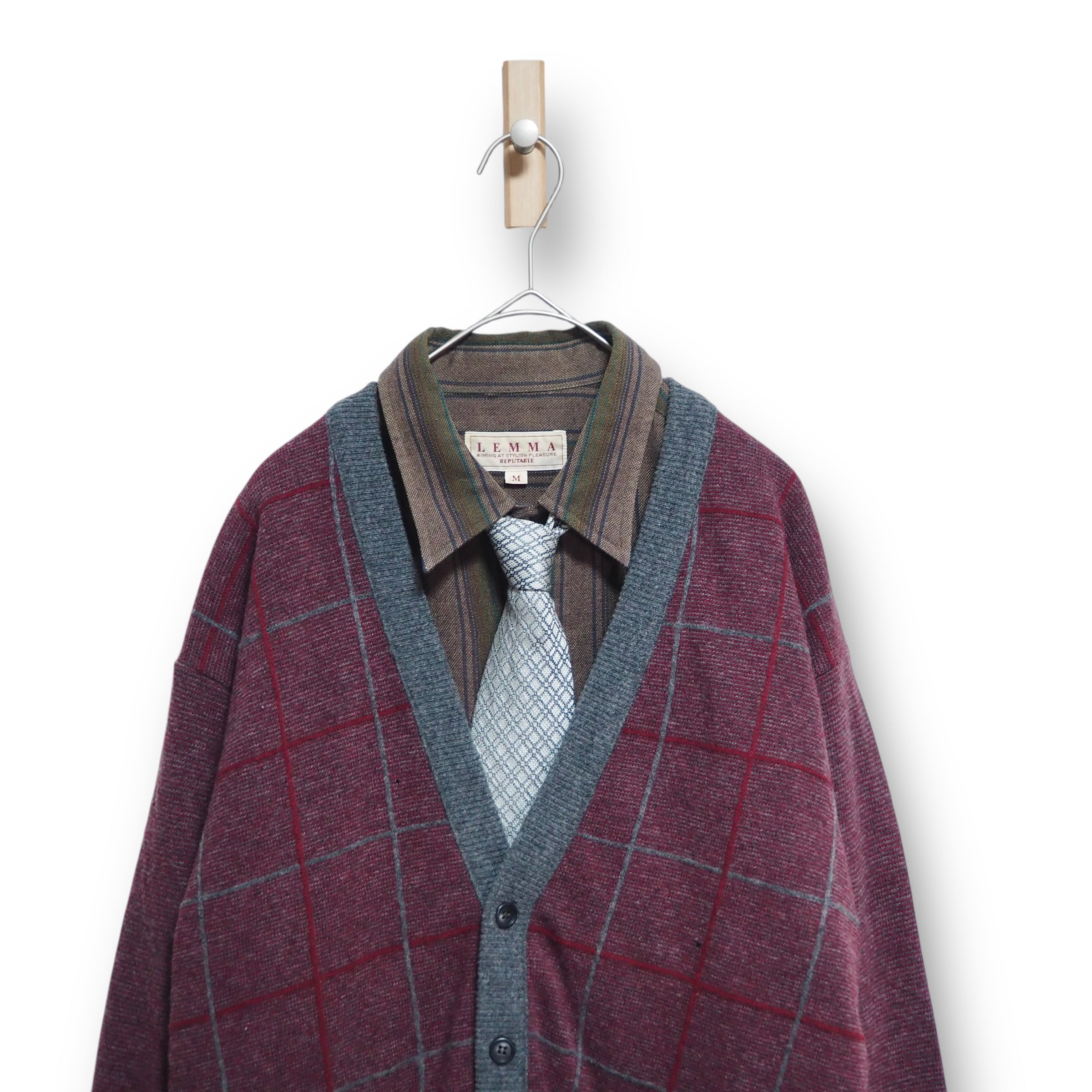 【VINTAGE】ネクタイシャツ+カーディガン