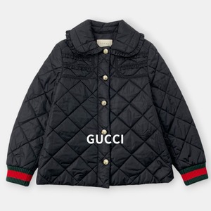 美品 GUCCI グッチ シェリーライン GGパールボタン フリル 中綿 キルティング ジャケット 432300 黒 38 / J&NREUSE レディース アウター