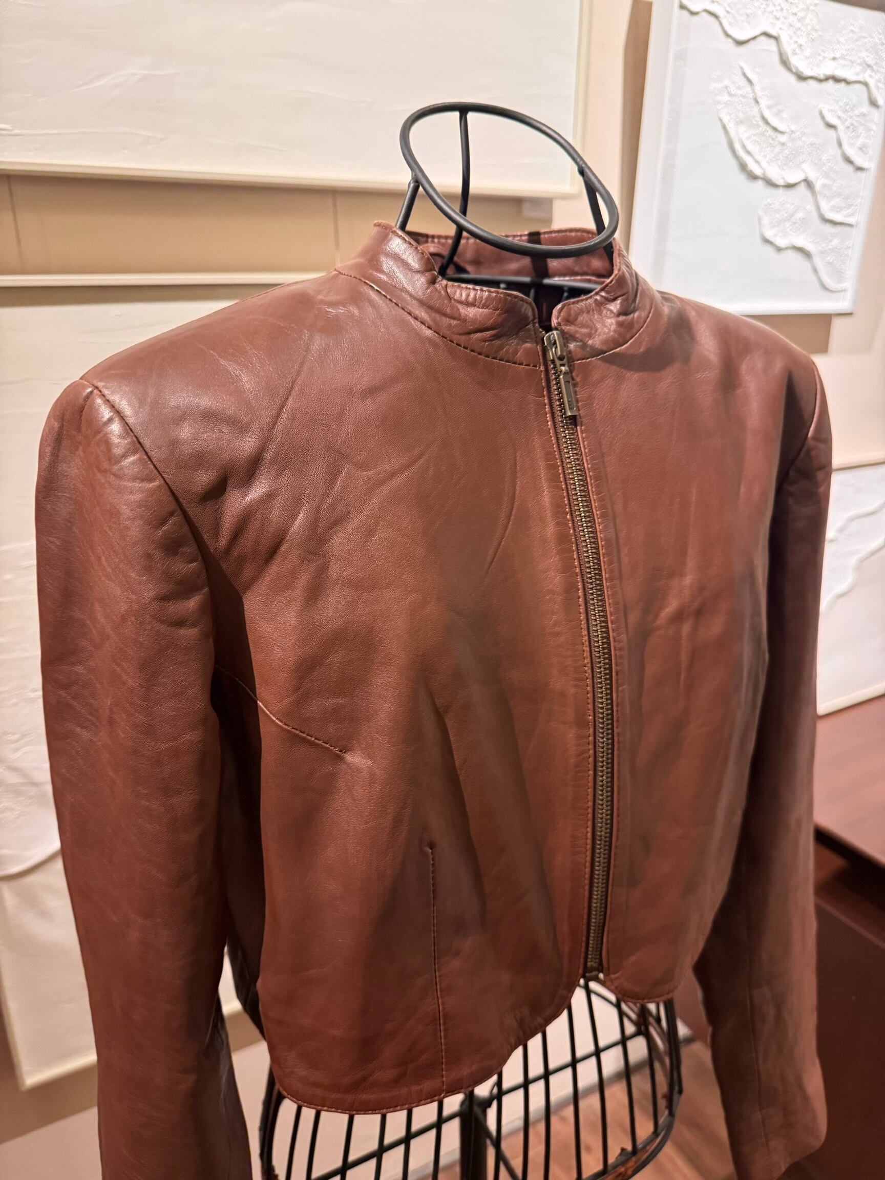 Saflen ブラウンレザーショートジャケット | DROOMTUIN_VINTAGE