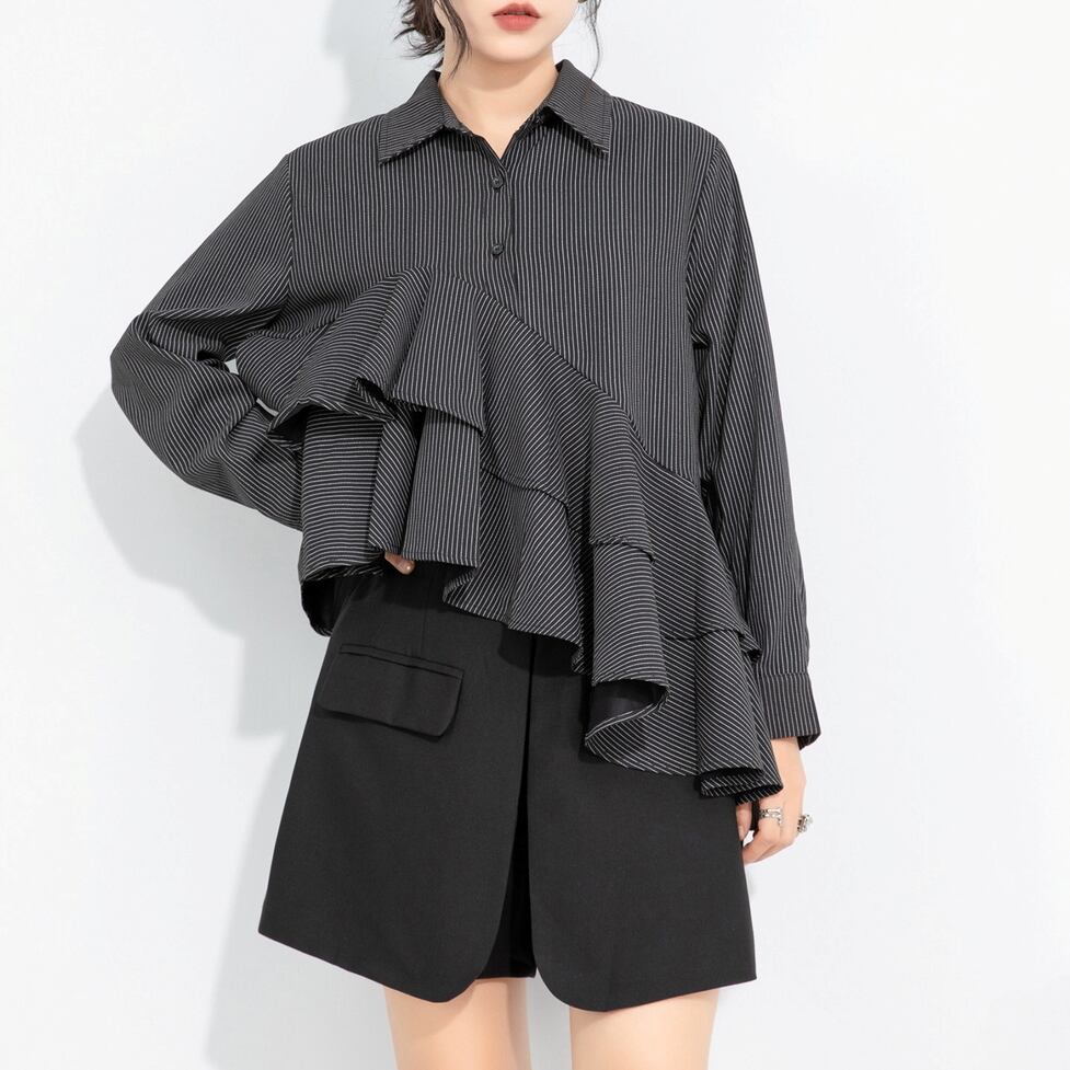 asymmetry ruffle tops / l0913