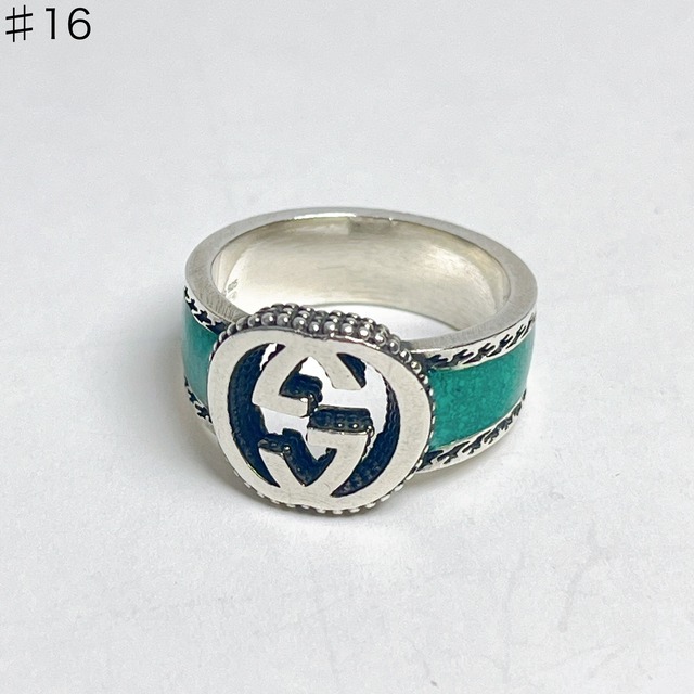 1278 グッチ インターロッキング ターコイズ パテント リング 925 16号  