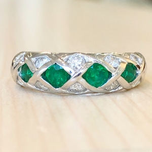 ✨エメラルド✨濃緑❣️キラキラ ダイヤモンド Pt900 リング 指輪 プラチナ