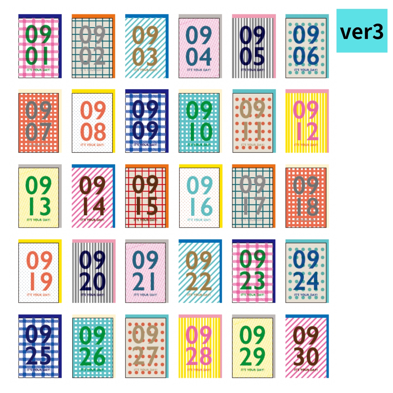 ギフトカード | Letterpress Letters, (レタープレスレターズ)370 Find Your Day - September 9月