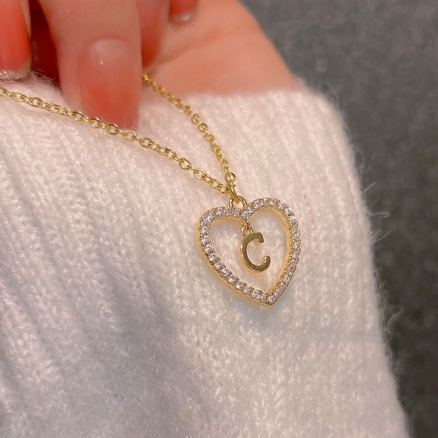 open heart initial necklace