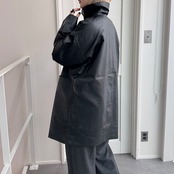 【受注販売】レザーライクオーバーJK/ブラック