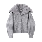 hooded cable knit cardigan / l0204