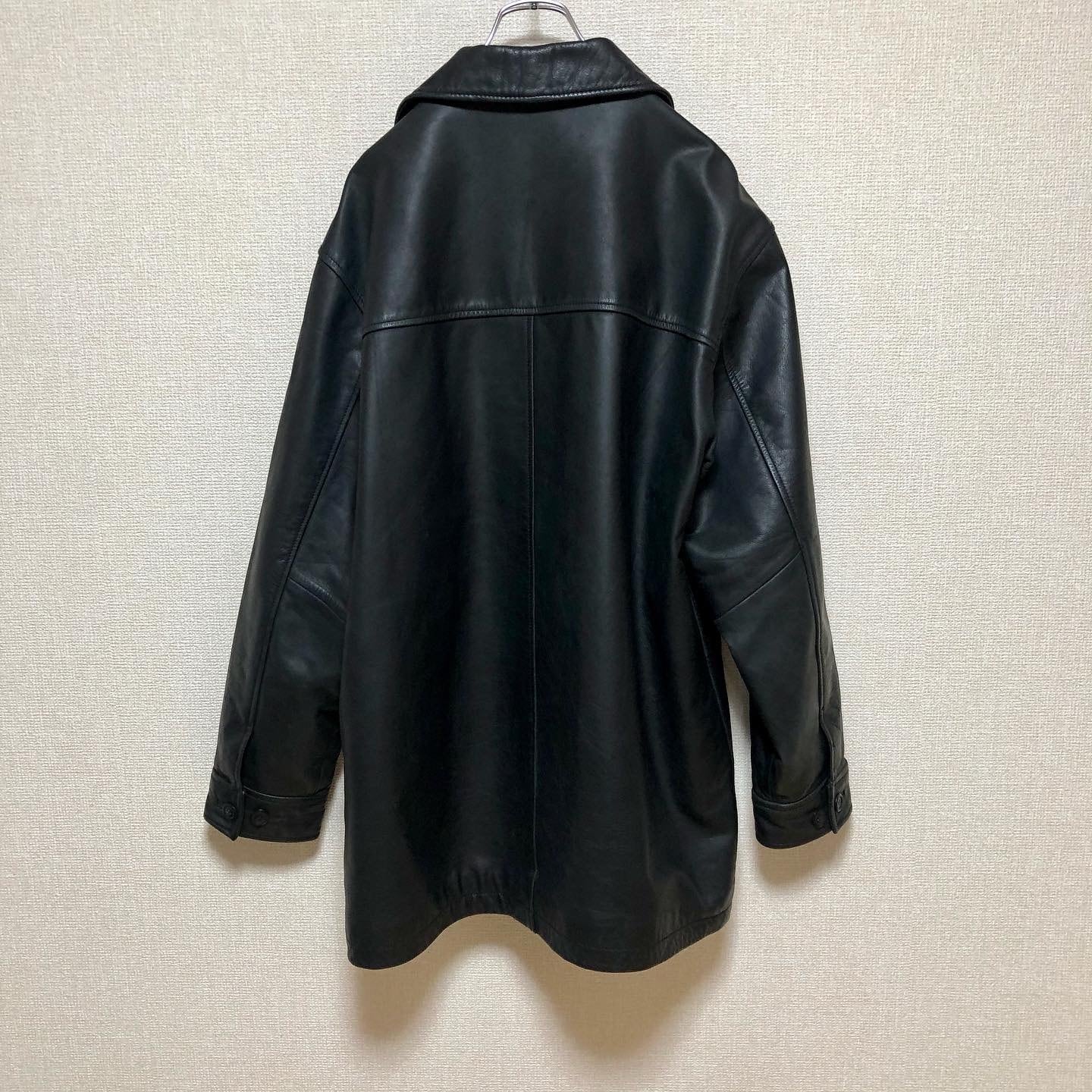 OLD GAP】90s 美品 紺タグ 牛革 カウハイド レザーカーコート-